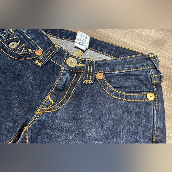 Vintage True Religion Jeans Snap Pocket Low Rise No Stretch Sz 26 Dark Blue USA - Picture 7 of 14